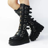Knee High Boots Punk Black Sexy Motorcycles Boots-BS00962-Veeddydropshipping